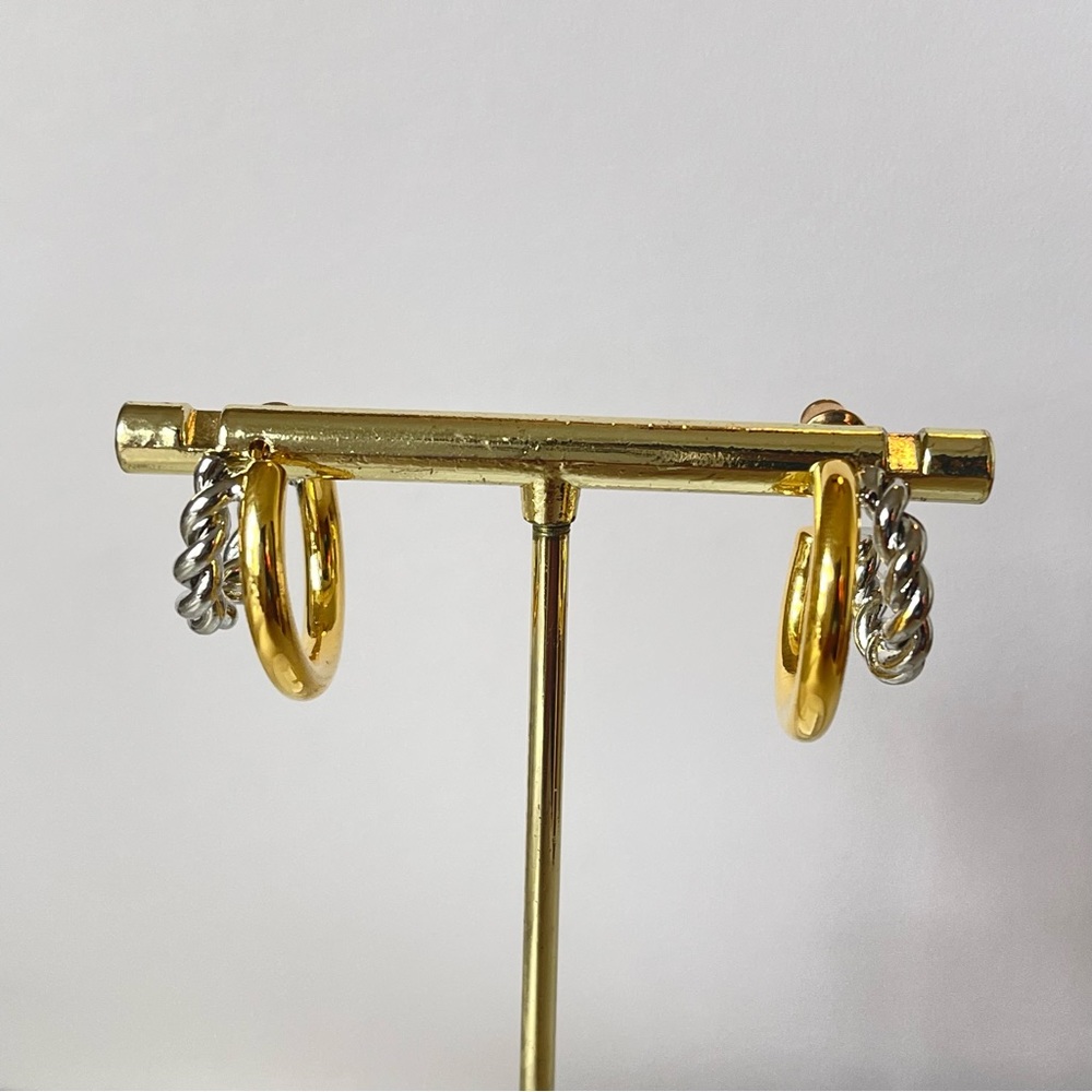 New plated, two-tone twist earrings. Silver and gold color.